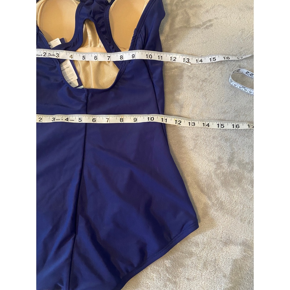 NWT Dolfin Swimsuit 34/8L Navy Aquashape Conservative Lap Suit Racerback One PC - Picture 9 of 12